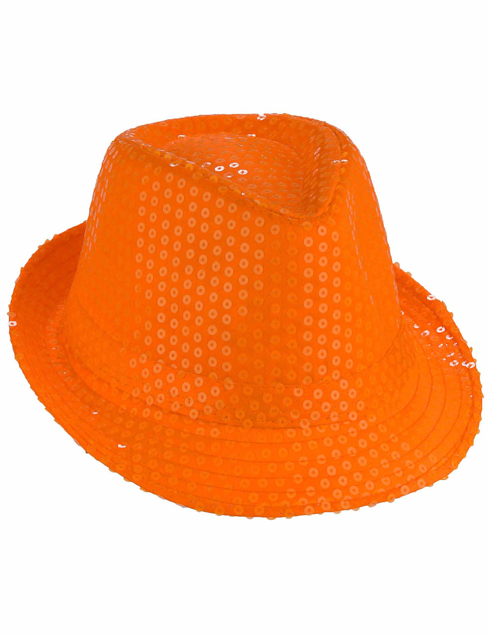 Bočný pohľad na borsalino klobúk s flitrami