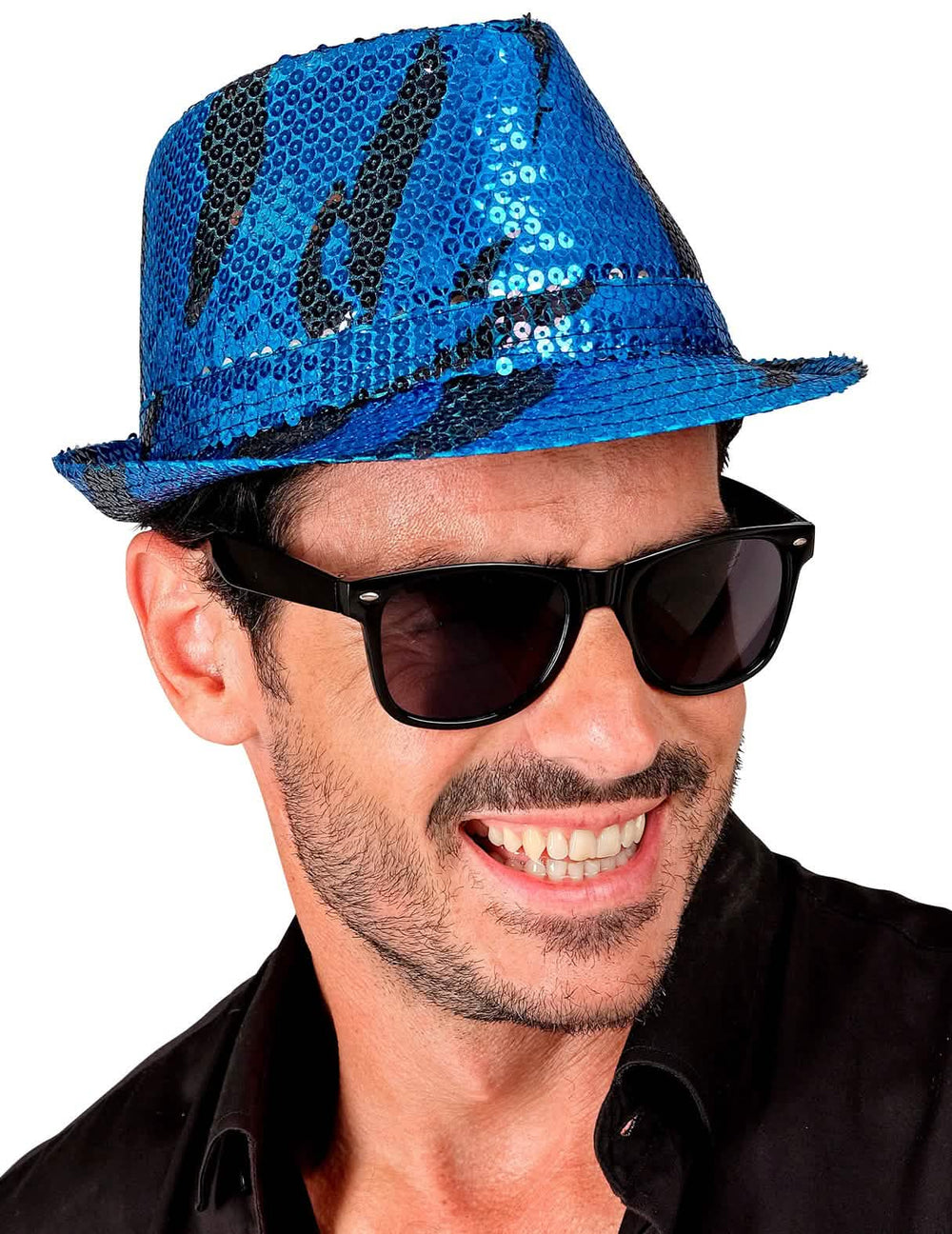 Vue de face du chapeau borsalino à sequins vague