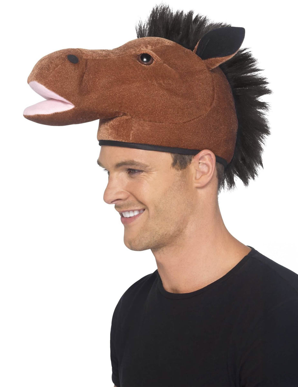 Klobúk kôň pre dospelého hnedá s čiernou hrivou