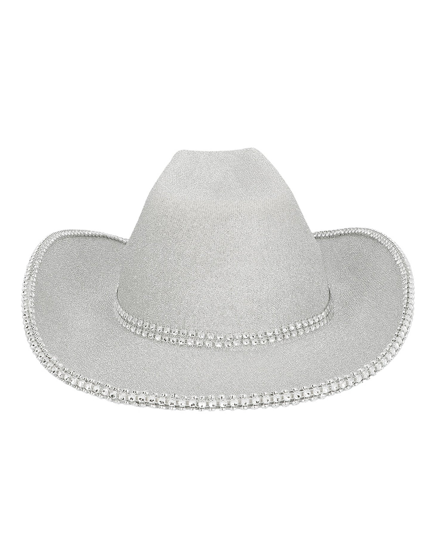 Strieborný flitrovaný kovbojský klobúk pre dospelých