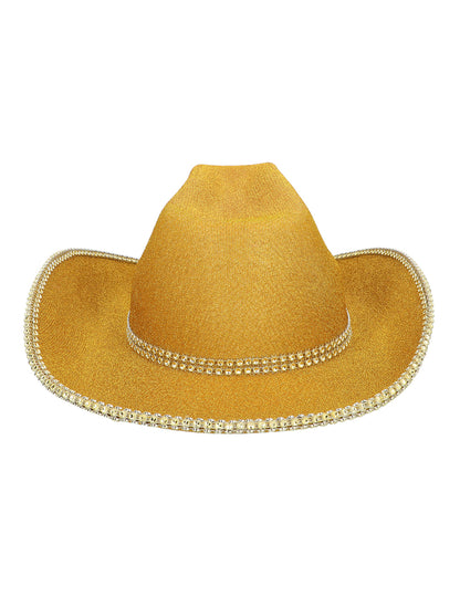 kovbojský klobúk so zlatými flitrami pre dospelých