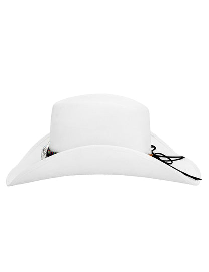 Biely kovbojský klobúk pre dospelých s byvolou hlavou