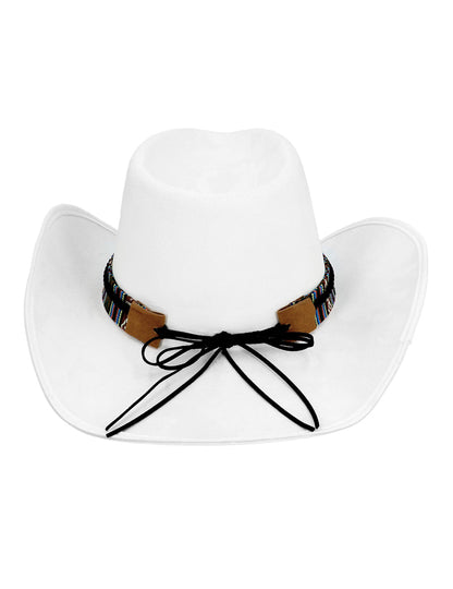 Biely kovbojský klobúk pre dospelých s byvolou hlavou