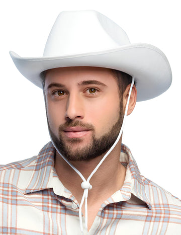 Dospelý biely kovbojský klobúk s káblom