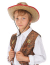 Chapeau cowboy de l'ouest en paille pour enfant avec bord rouge et étoile