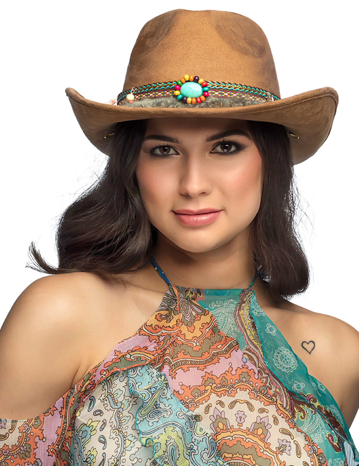 Vue de face du Chapeau Cowboy Festival pour adulte
