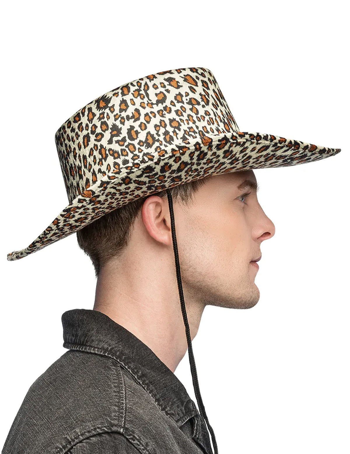 Vue de profil du chapeau cowboy léopard