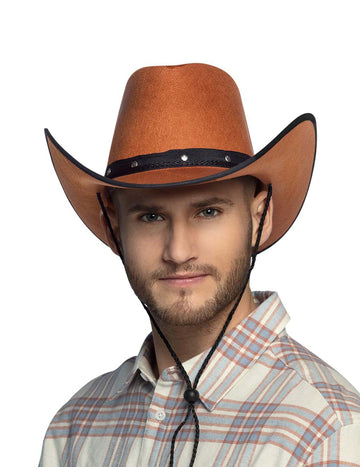Hnedý kovbojský klobúk s čiernymi okrajmi dospelých