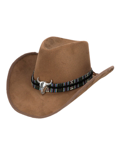 Hnedý kovbojský klobúk s hlavou dospelého byvola