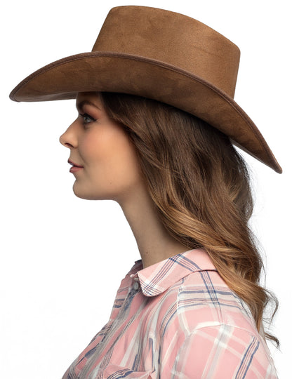 Hnedý kovbojský klobúk s hlavou dospelého byvola