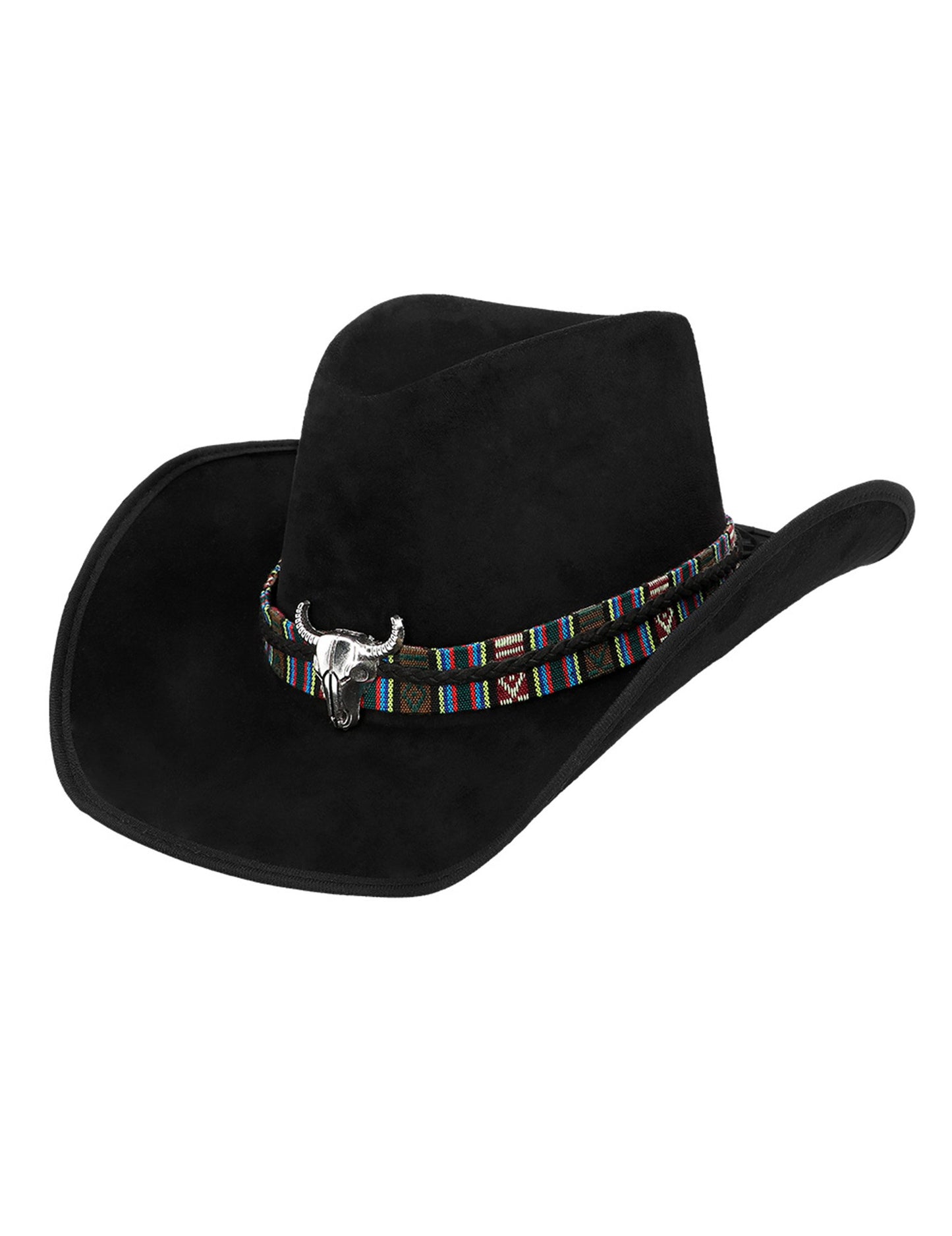 Čierny kovbojský klobúk pre dospelých s byvolou hlavou