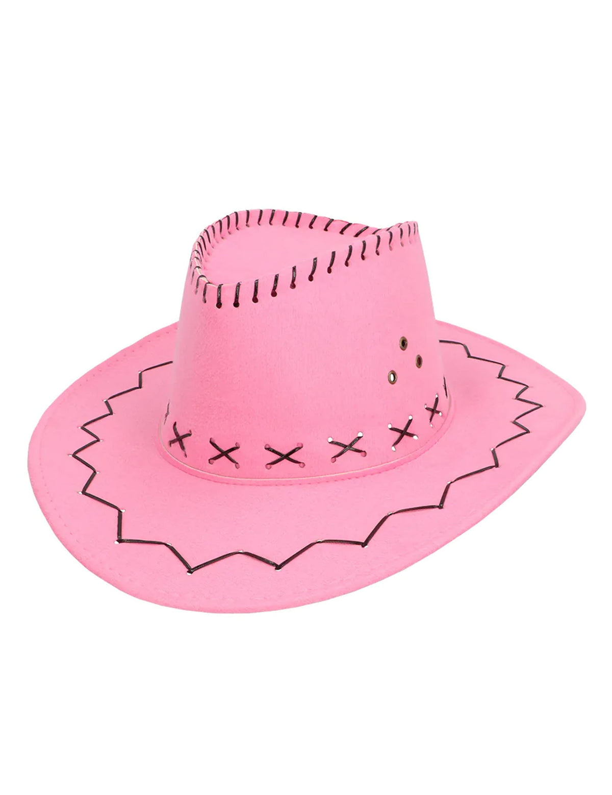 Vue de trois-quarts du chapeau cowboy pour adulte rose