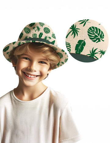 Detský letný klobúk so vzorom listov