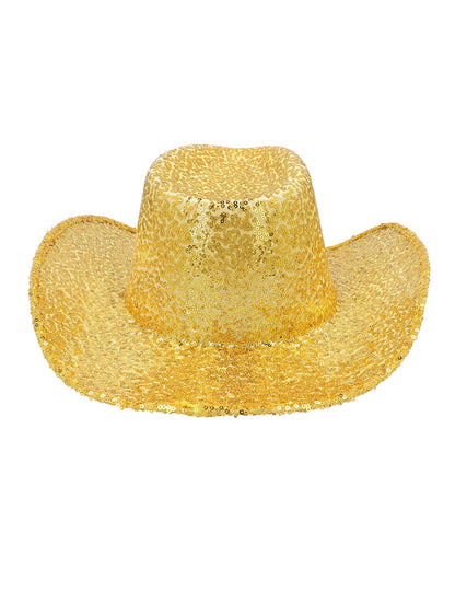 Kovbojský klobúk so zlatými flitrami pre dospelých