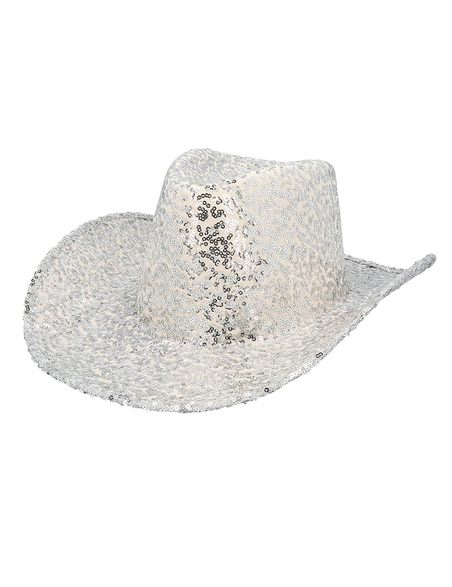 Strieborný flitrovaný kovbojský klobúk pre dospelých