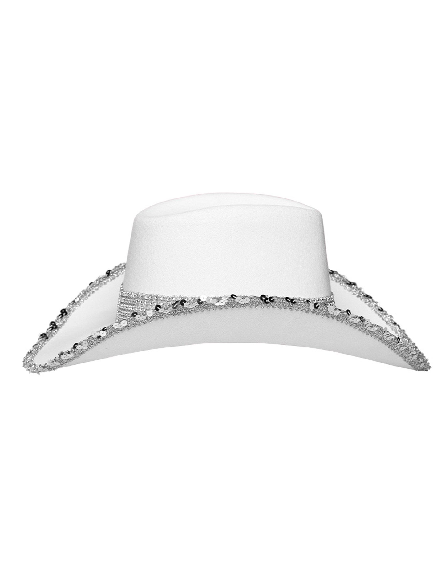 Biely kovbojský klobúk pre dospelých s kamienkami
