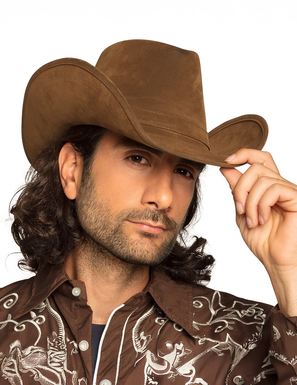 Chapeau de cowboy pour adulte marron effet peau