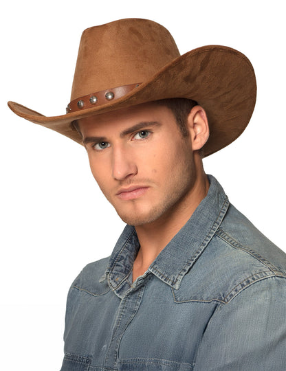 Kovbojský klobúk s hnedým semišovým efektom pre dospelých