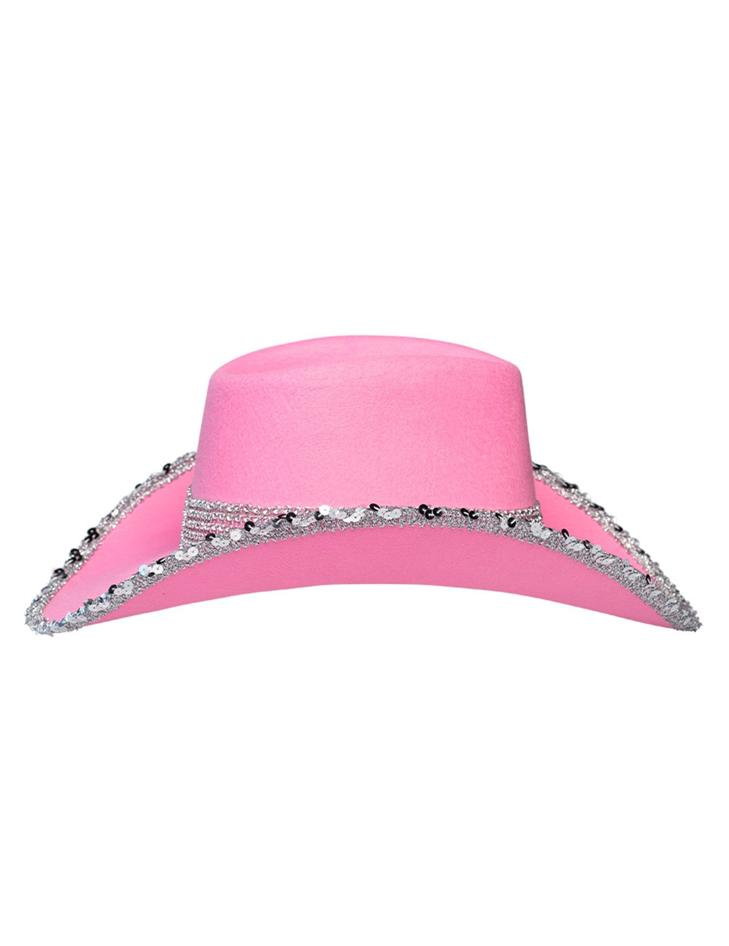 Kovbojský klobúk pre dospelých svetloružovej farby s kamienkami
