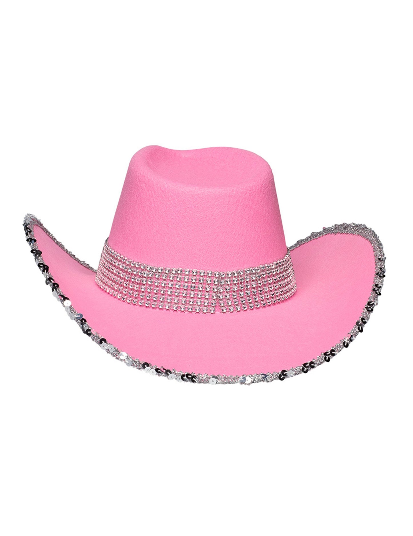 Kovbojský klobúk pre dospelých svetloružovej farby s kamienkami
