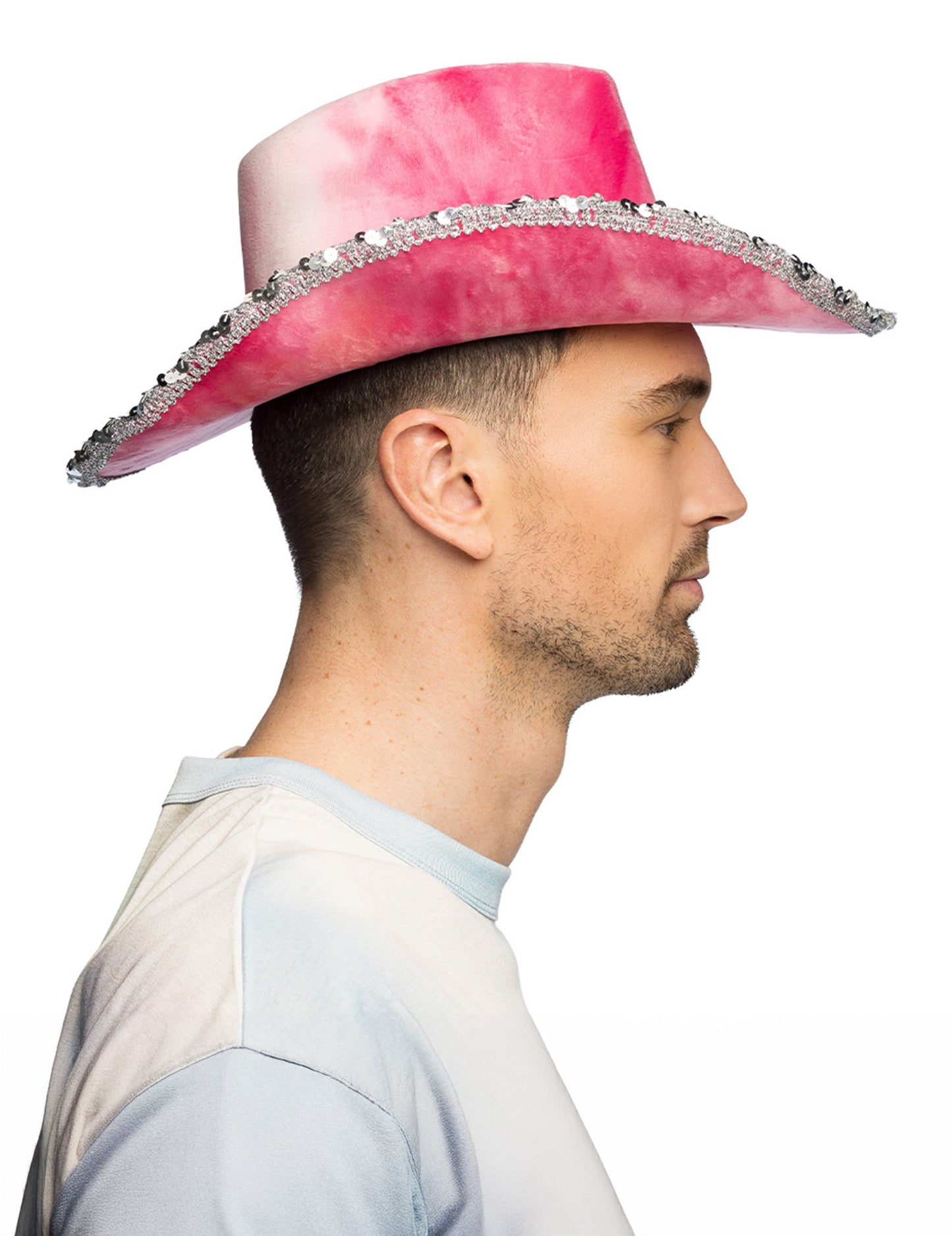 Ružový batikovaný kovbojský klobúk pre dospelých