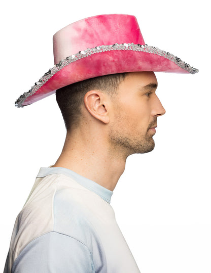 Ružový batikovaný kovbojský klobúk pre dospelých