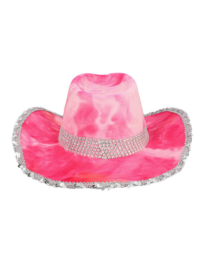 Ružový batikovaný kovbojský klobúk pre dospelých