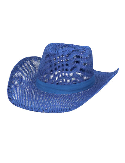 Modrý zapletený kovbojský klobúk pre dospelých