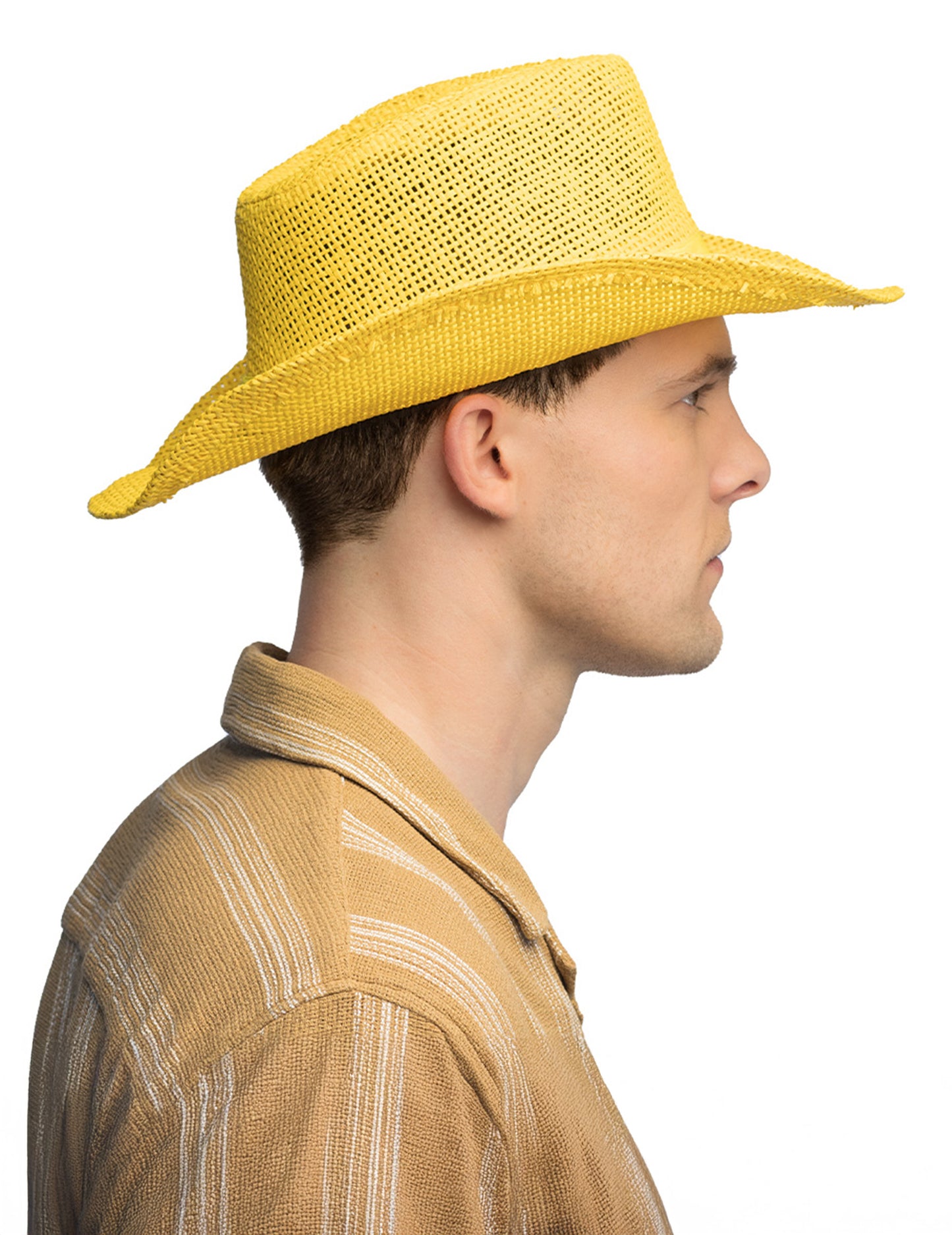 Žltý pletený kovbojský klobúk pre dospelých