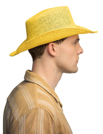 Žltý pletený kovbojský klobúk pre dospelých
