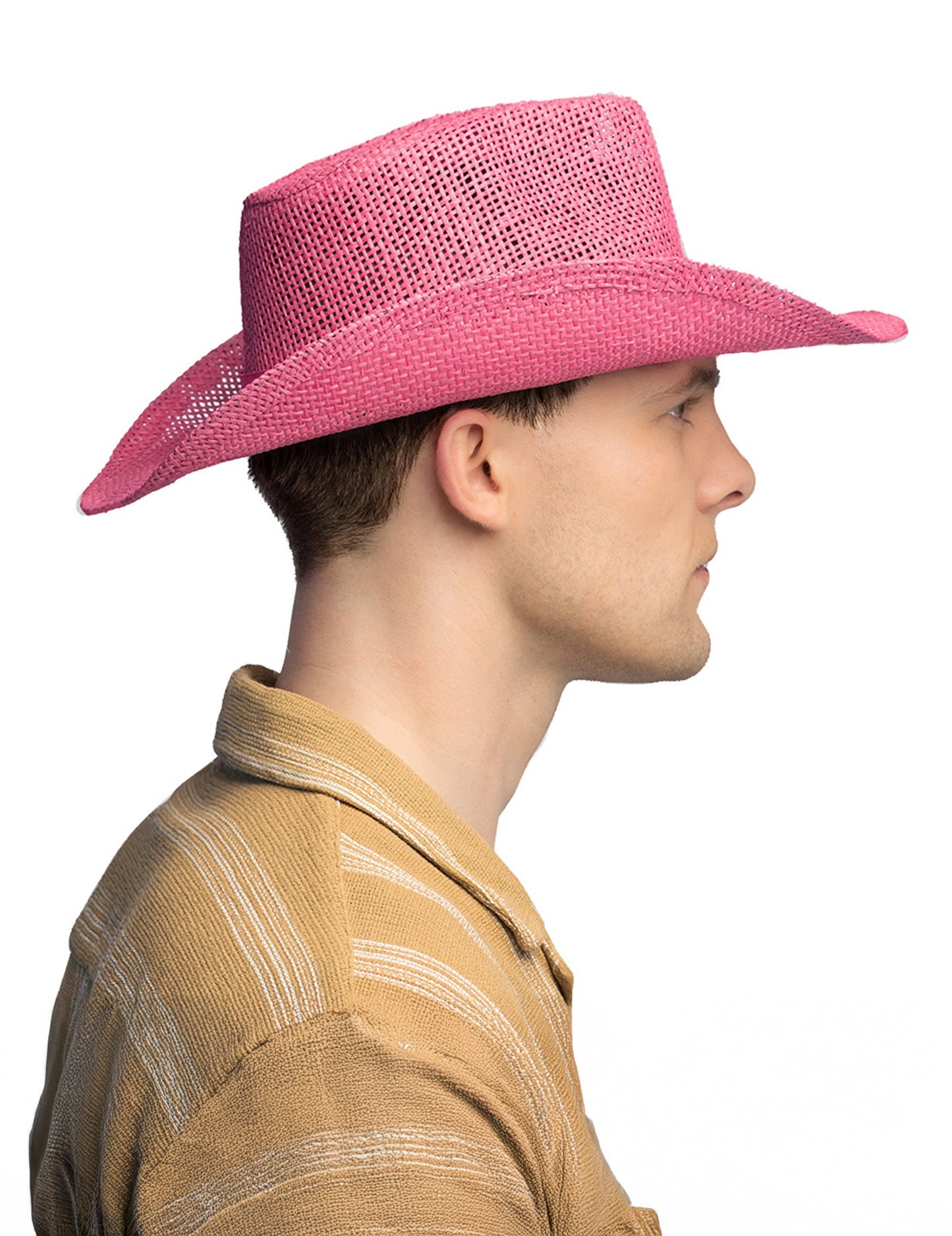 Ružový zapletený kovbojský klobúk pre dospelých