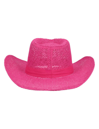 Ružový zapletený kovbojský klobúk pre dospelých