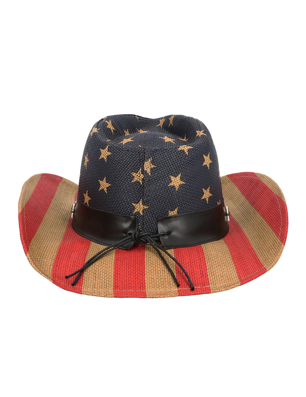 Chapeau de cowboy USA pour adulte aux motifs du drapeau américain bleu à étoiles et rayures rouges