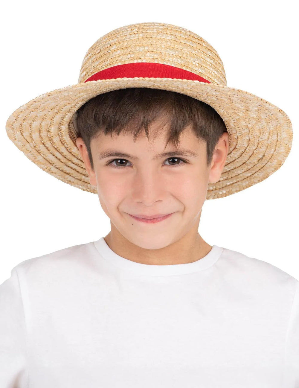 Chapeau de paille roi des pirates pour enfant avec ruban rouge