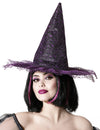Chapeau de sorcière pour femme à dentelle violette