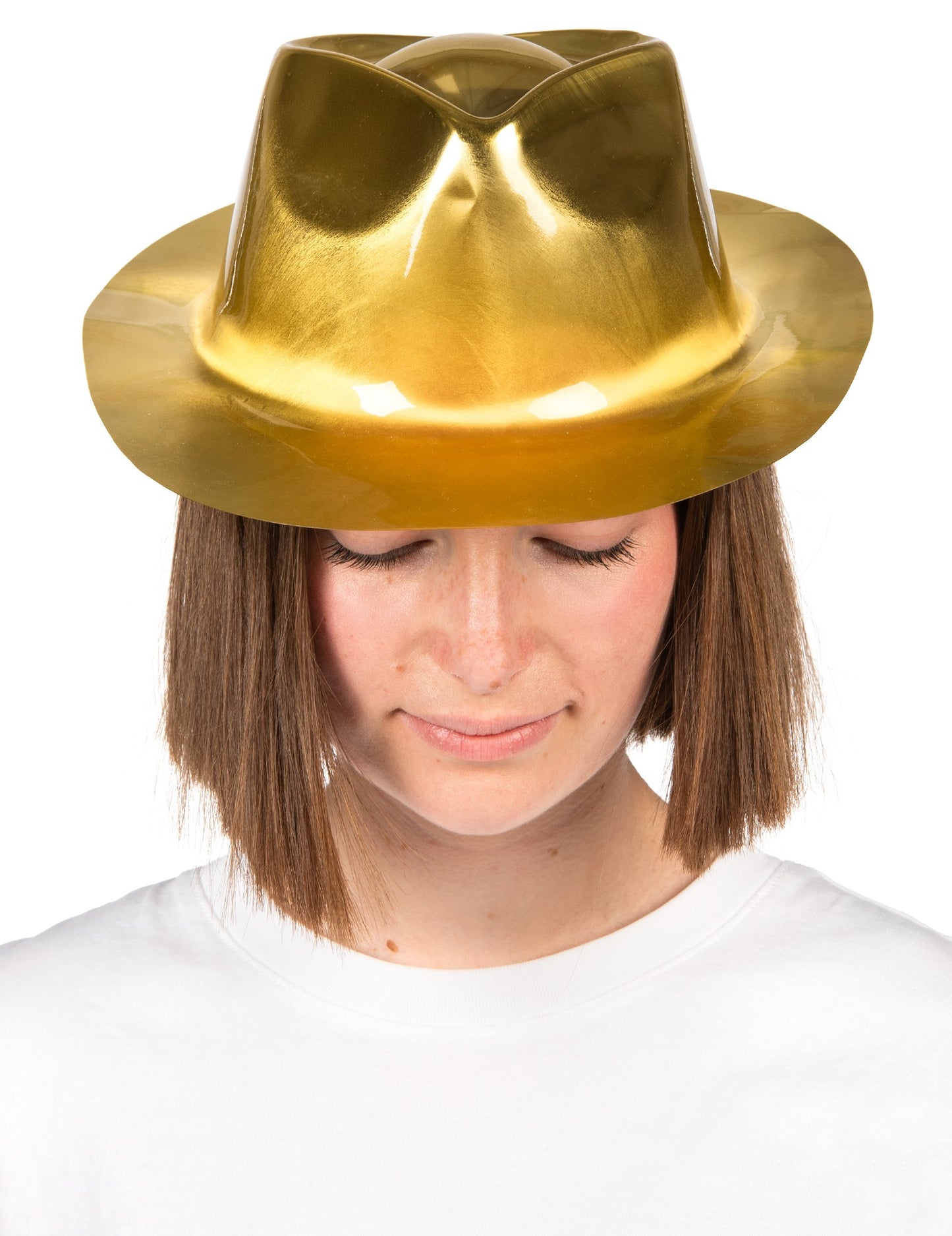 Lesklý zlatý gangsterský klobúk