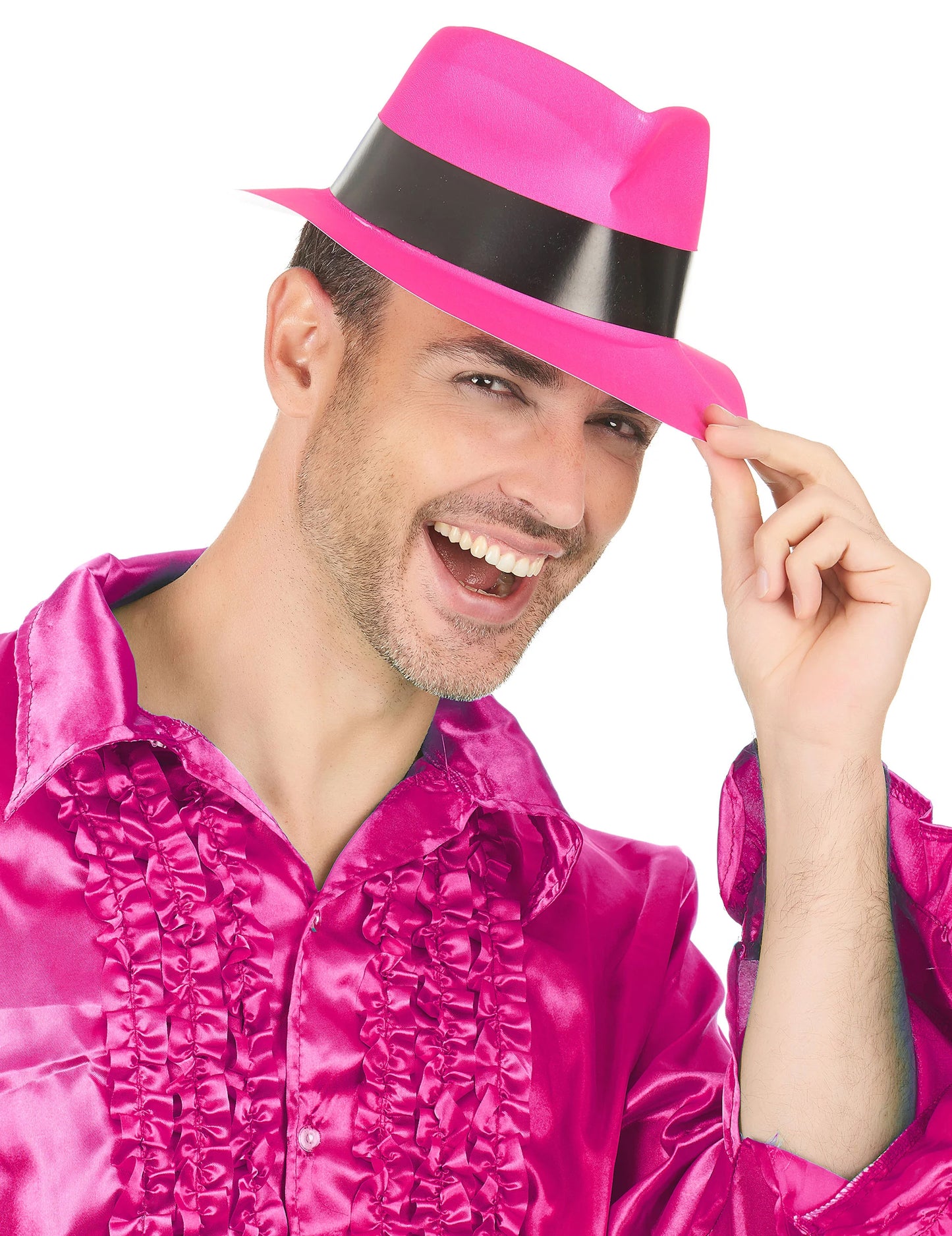 Fluo dospelý ružový gangster klobúk