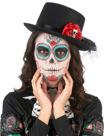 Čierna -klobúk lebka lebka Dia de los Muertos dospelých