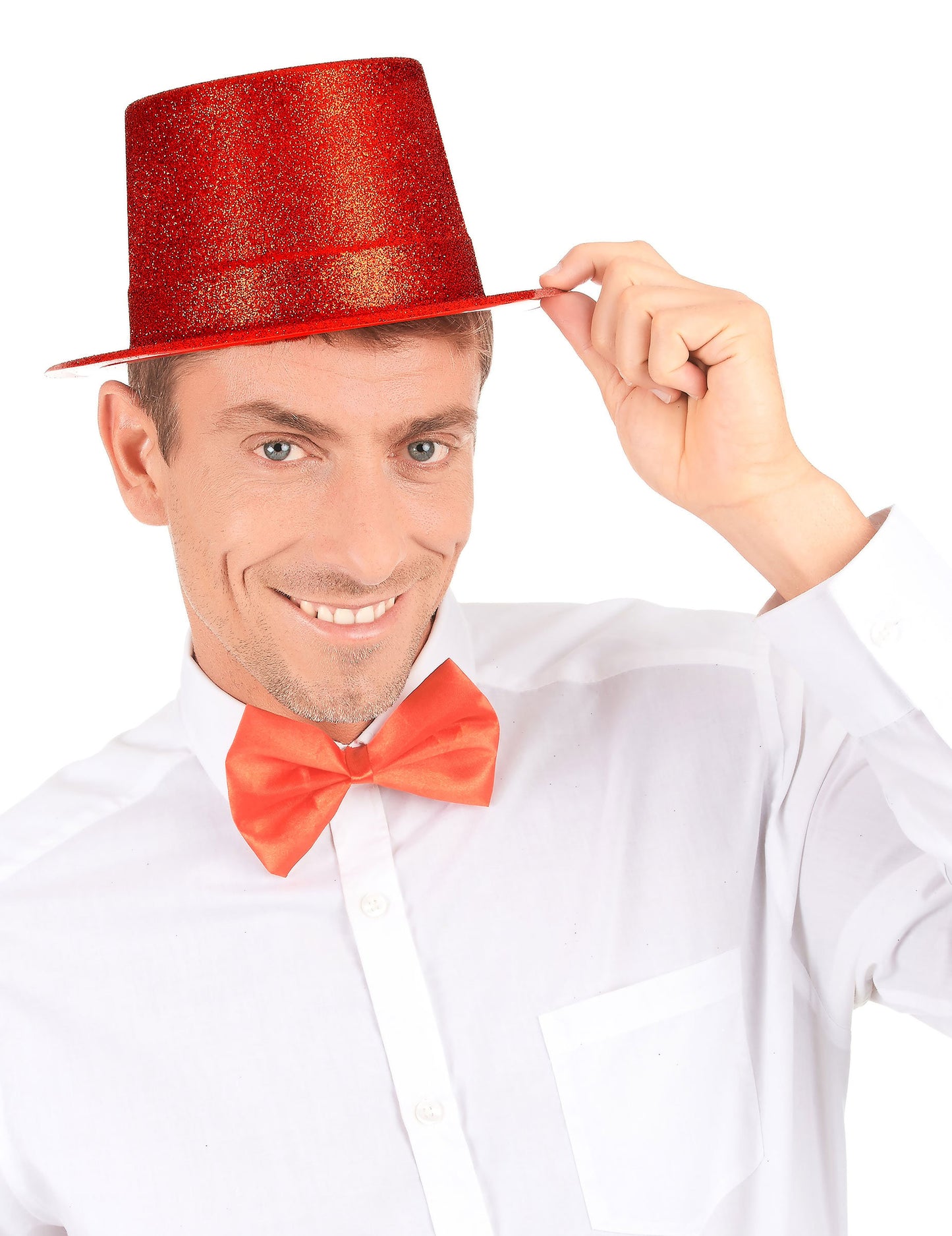 Dospelý červený trblietavý plastový klobúk