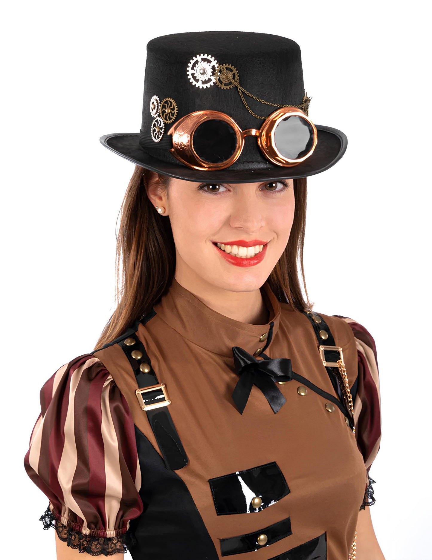Horná čiapka Steampunk v plsti s okuliarmi pre dospelých