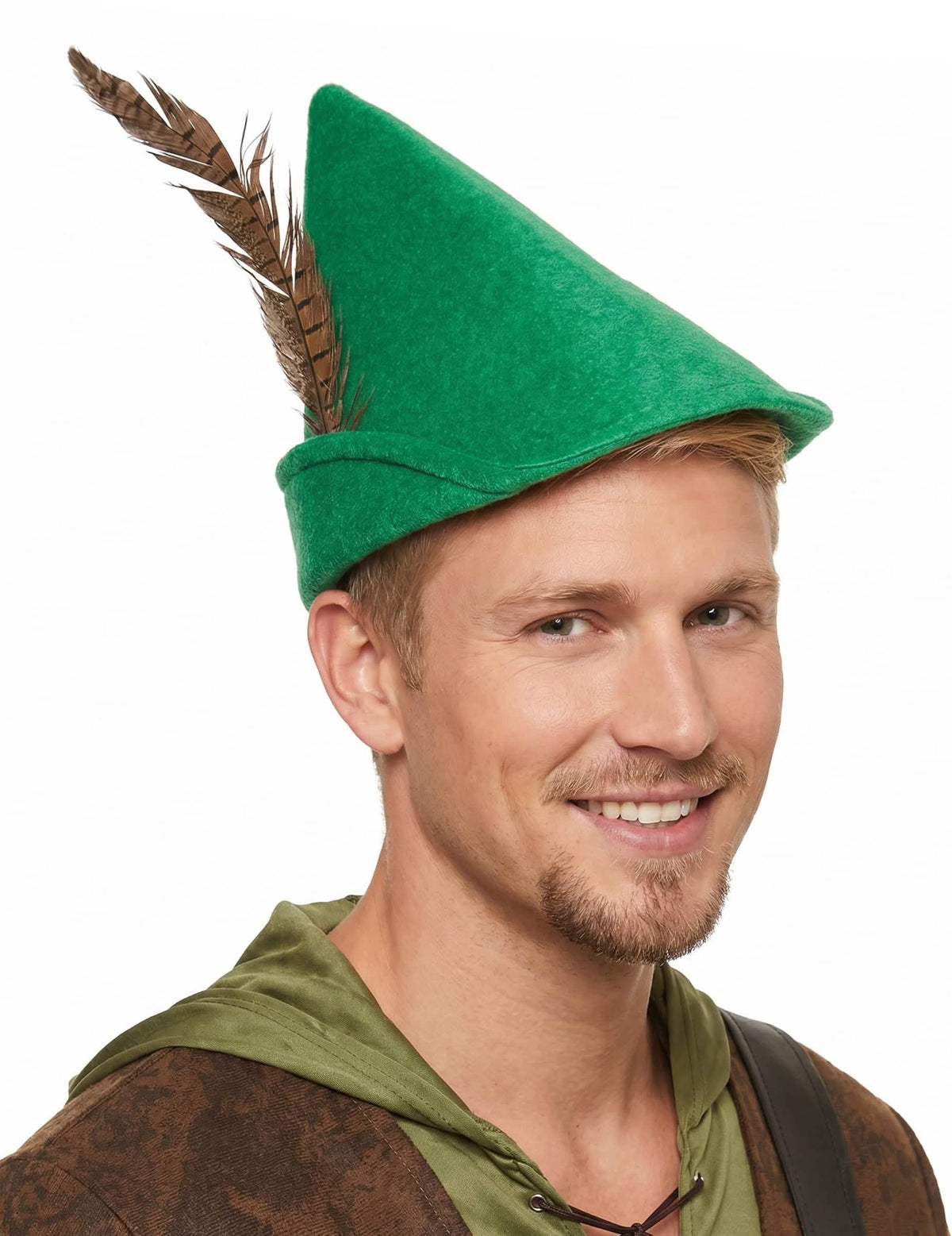 Green Wood Man Hat s dospelým perím