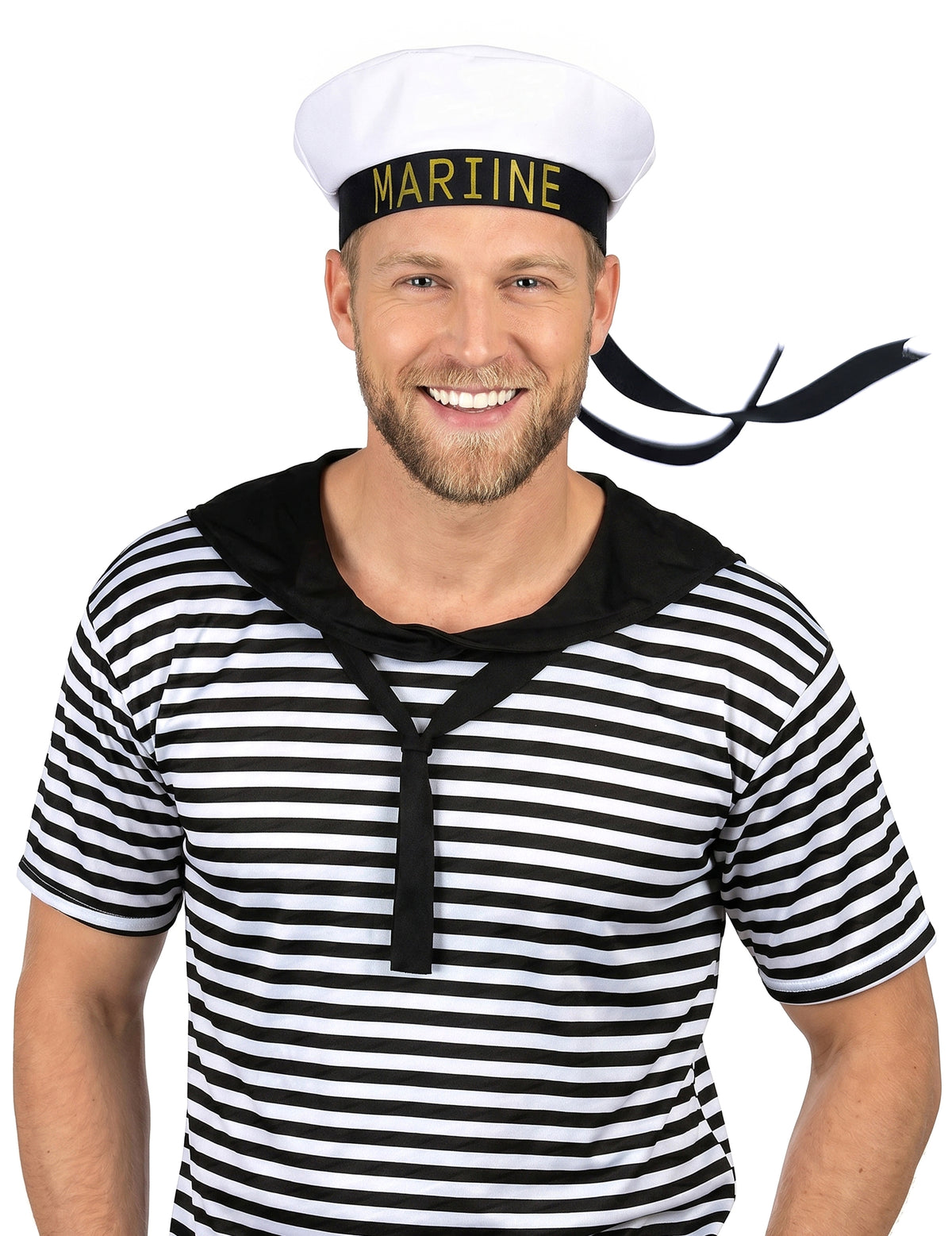 Navy Hat Black Adult Ribbon