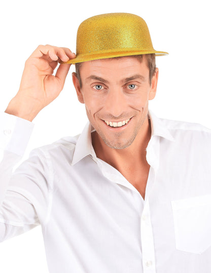 Zlatý trblietavý plastový klobúk dospelý
