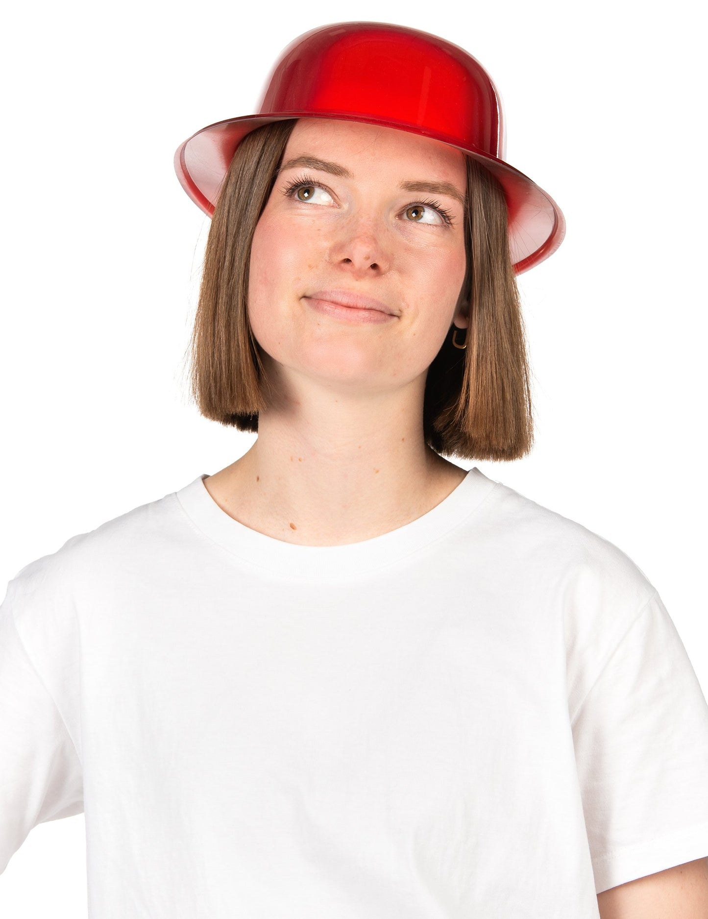 Jasne červený klobúk bowler