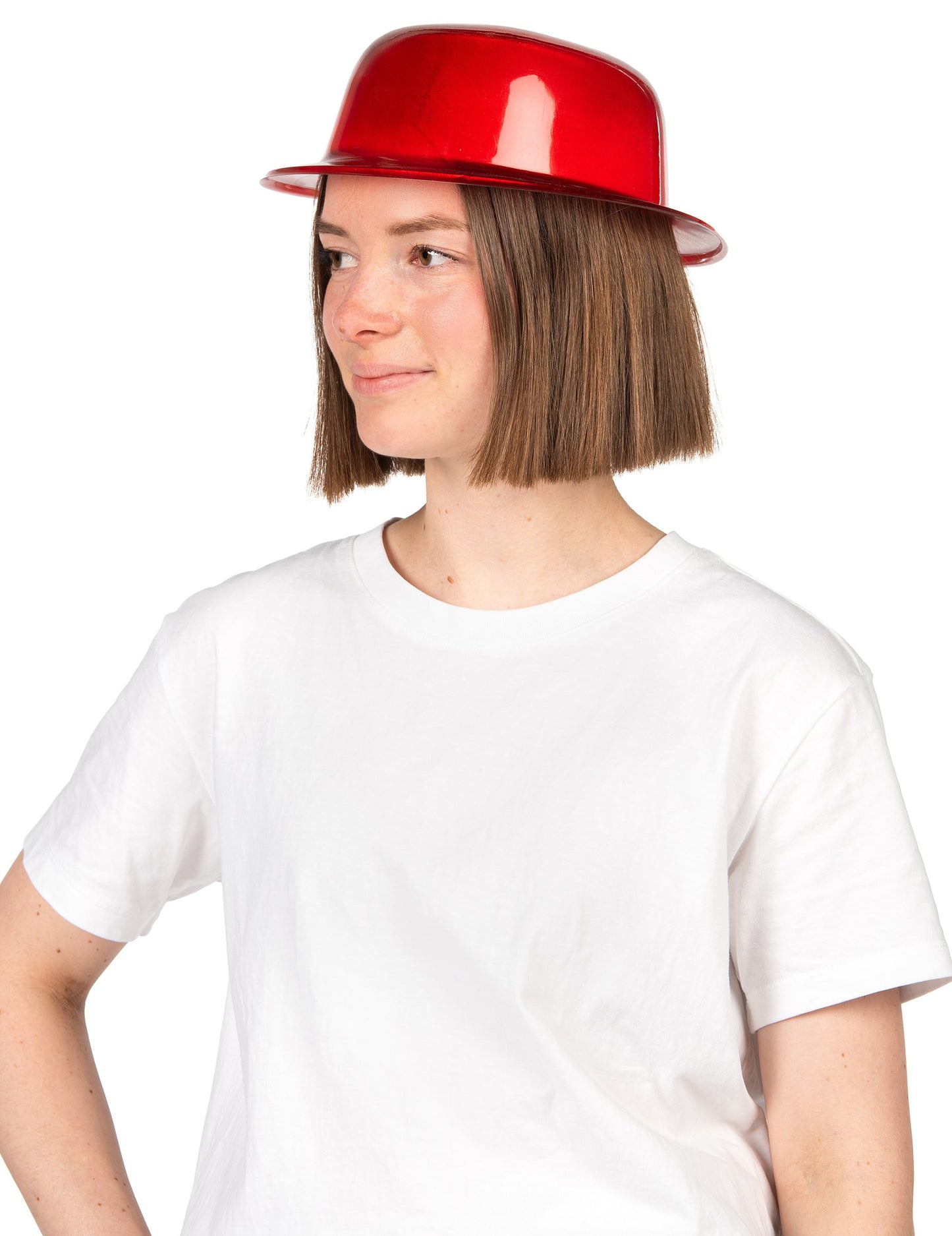 Jasne červený klobúk bowler