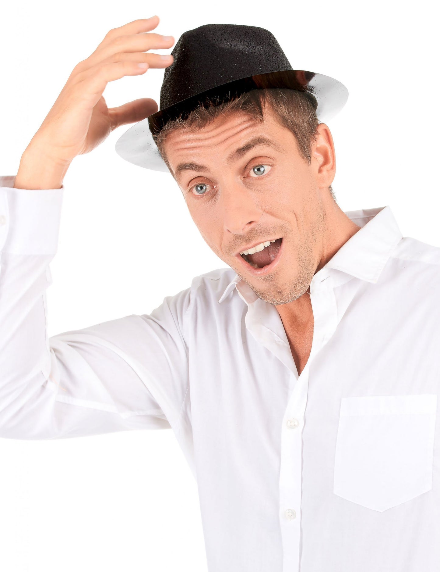 Dospelý čierny trblietavý klobúk