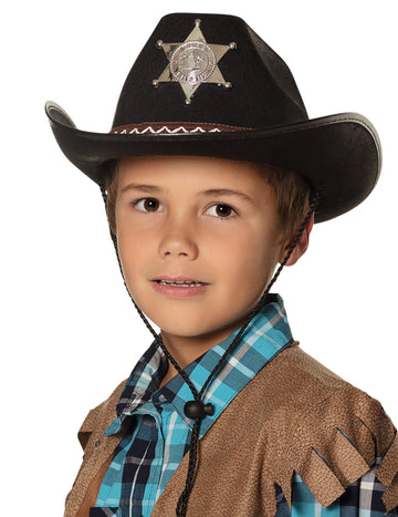 Chlapčenský čierny šerif klobúk