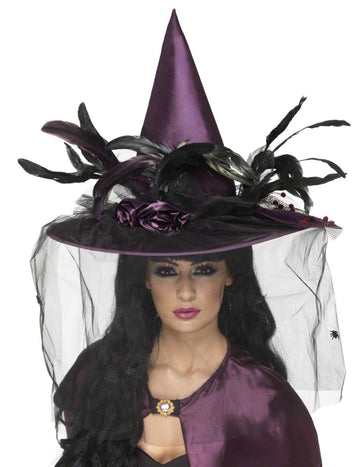Luxusný fialový čarodejnícky klobúk pre ženy Halloween