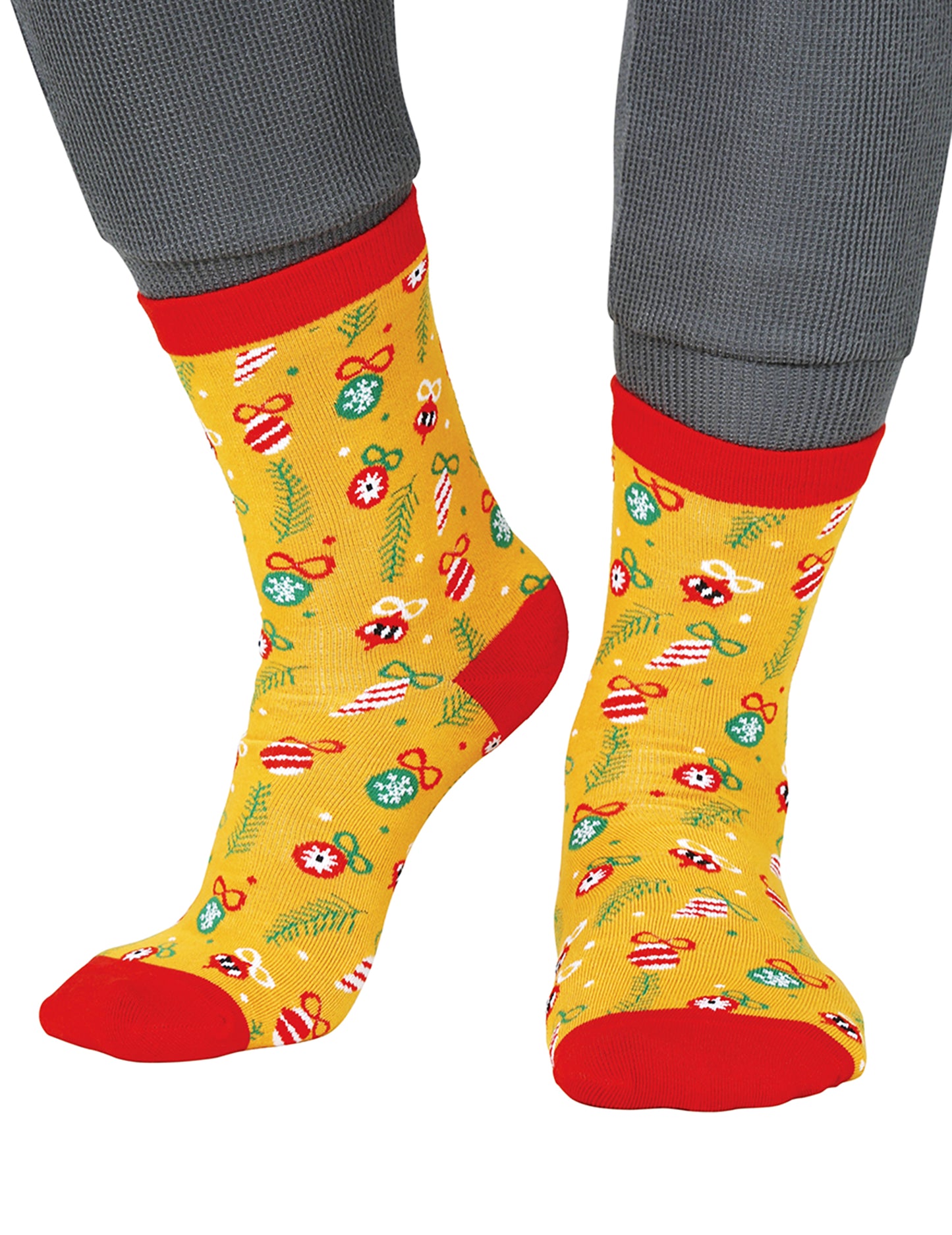 Vianočné pančuchy pre dospelých so vzorom v žltej farbe