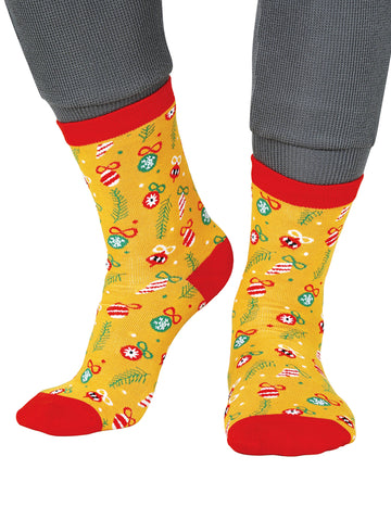 Vianočné pančuchy pre dospelých so vzorom v žltej farbe